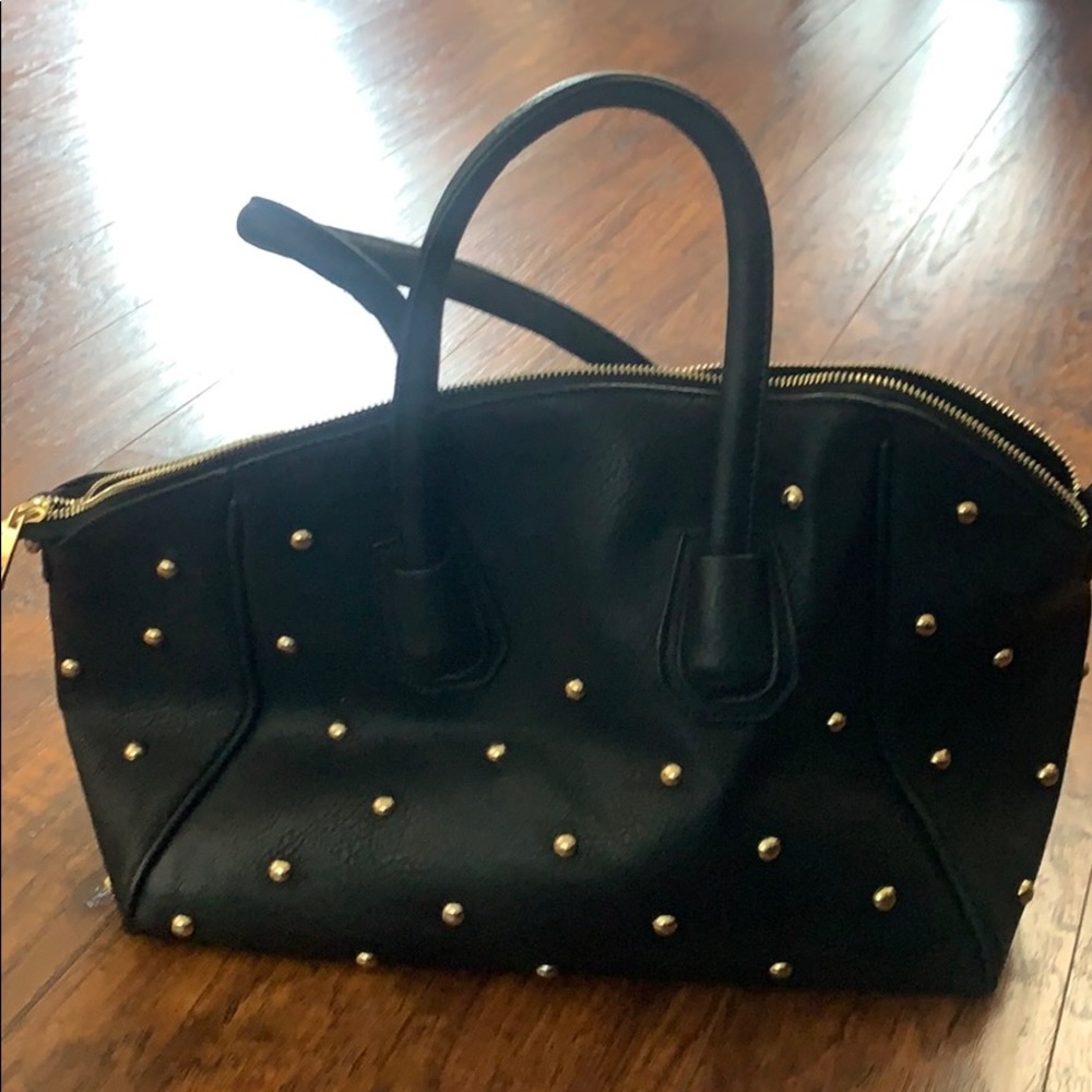Black studded handbag